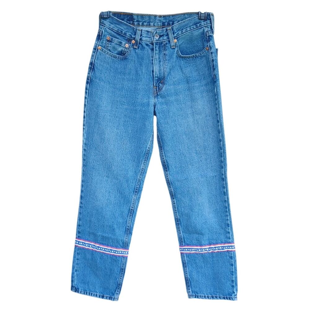 Levi's 550 Upcycled Americana Star Ribbon Jeans W30 Y2K Festival Indie - Picture 4 of 9